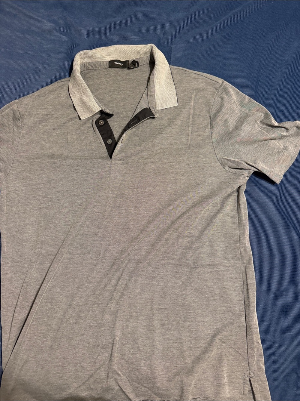 Theory Men’s Light Gray Polo with Contrast Black Placket
